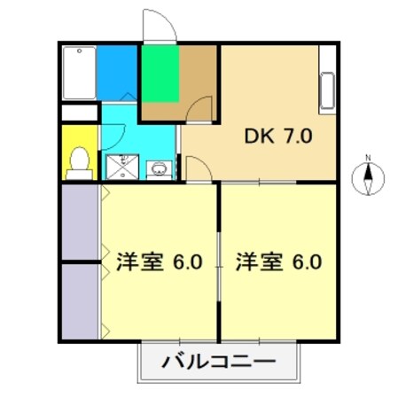 住吉通駅 徒歩5分 2階の物件間取画像